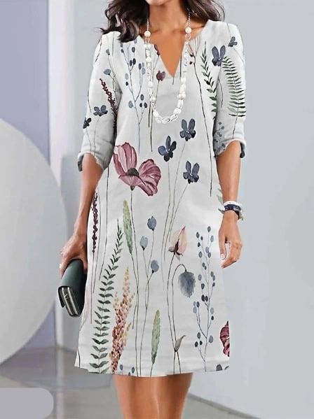 Lizzy - Double Layer Tunic Dress with Floral Print